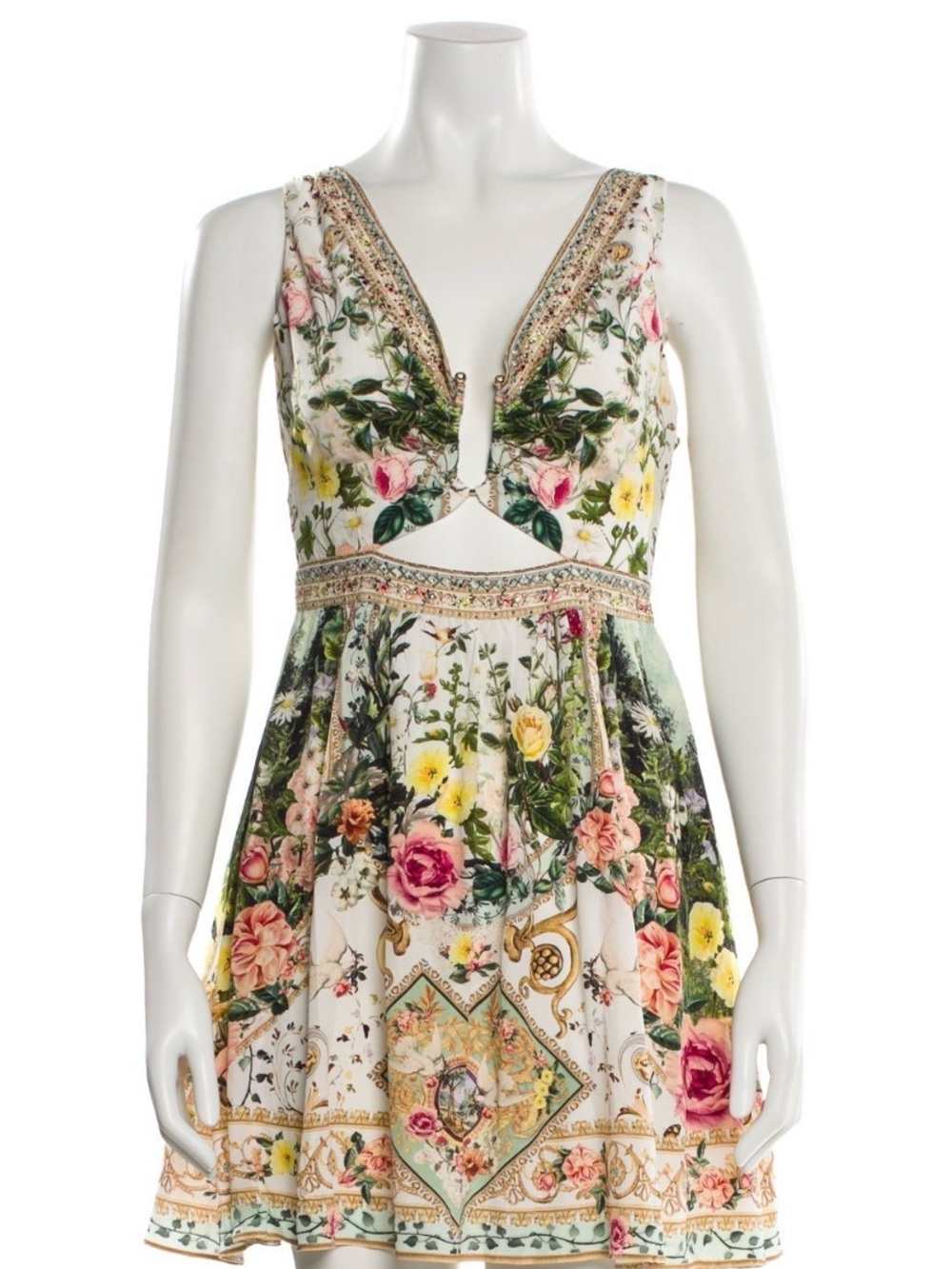 Camilla White Floral Cutout V-Neck Mini Dress